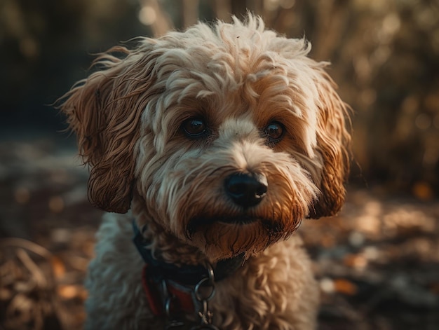 Primer plano de un perro boloñés creado con tecnología de IA generativa