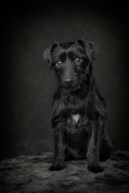 Foto primer plano de un perro negro