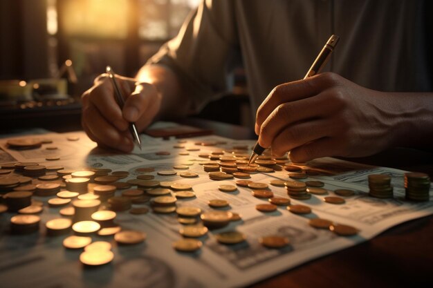 Foto primer plano de una persona que asiste a una reunión financiera