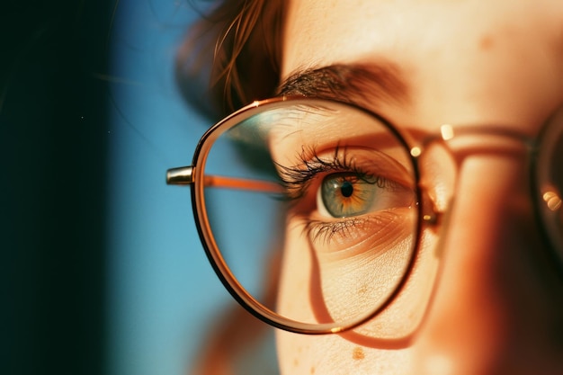 Foto un primer plano de una persona que usa gafas