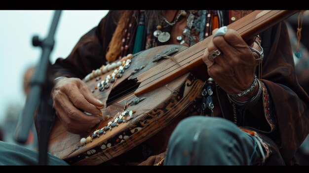 Un primer plano de una persona tocando la guitarra