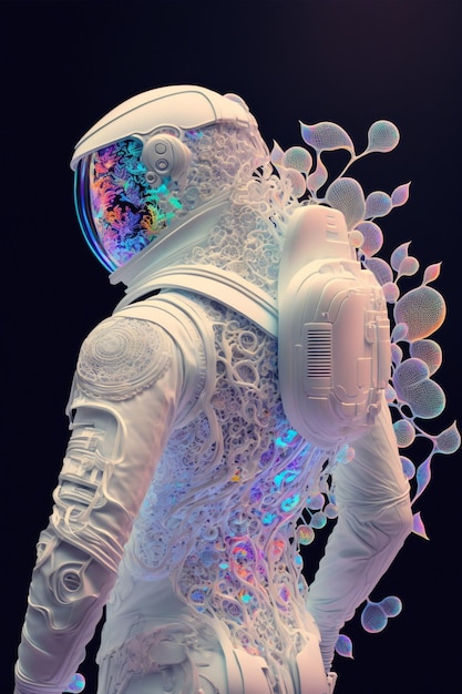 Foto primer plano de una persona en un traje espacial generativo ai