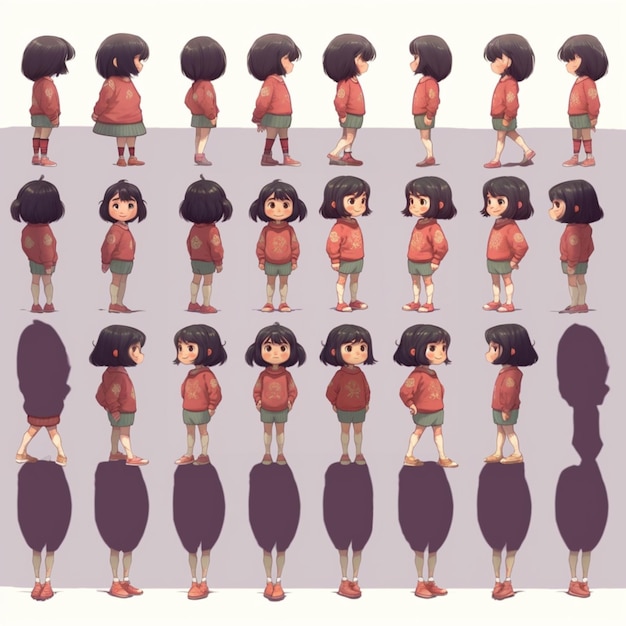 un primer plano de un personaje de dibujos animados con diferentes poses ai generativa