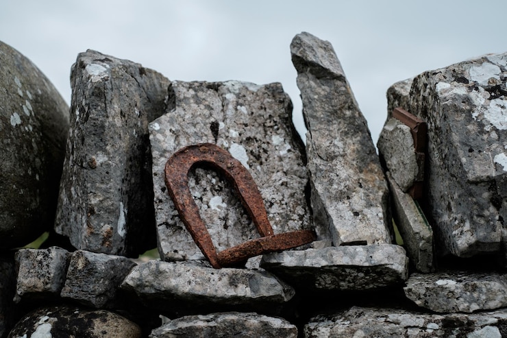 Foto primer plano de piedras apiladas contra el cielo