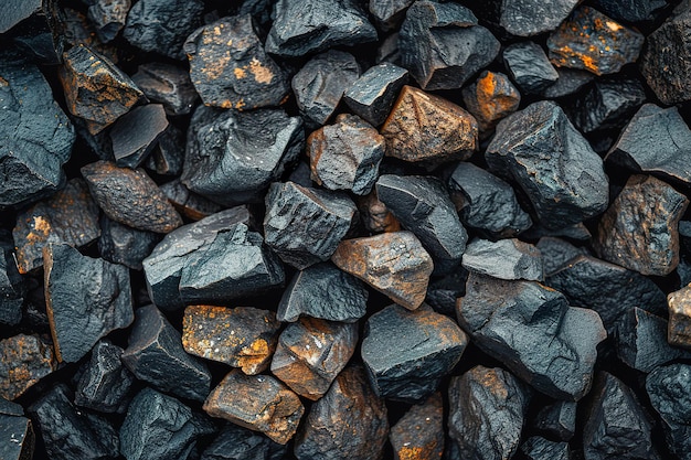 Foto un primer plano de las piedras de roca de lava oscura