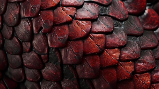 Un primer plano de la piel de una serpiente roja Una foto macro detallada de la piel de un reptil vibrante