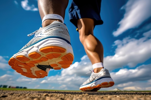 Un primer plano de las piernas de un hombre que corre