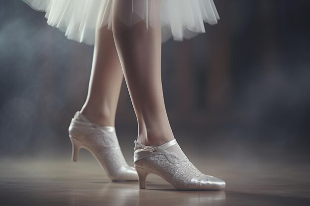 Un primer plano de los pies de una bailarina de ballet en punta Generative ai