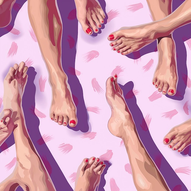 Foto un primer plano de los pies de una persona con uñas rojas y un fondo rosa