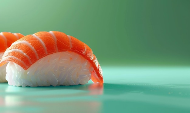Foto un primer plano de una pieza de sushi con una franja roja