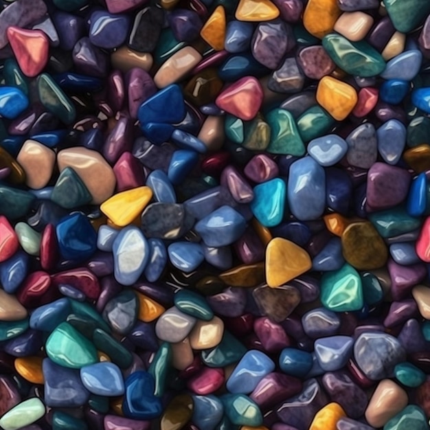 un primer plano de una pila de rocas brillantes de colores.