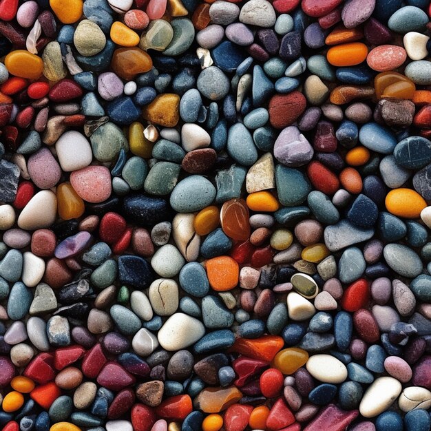 un primer plano de una pila de rocas y guijarros coloridos
