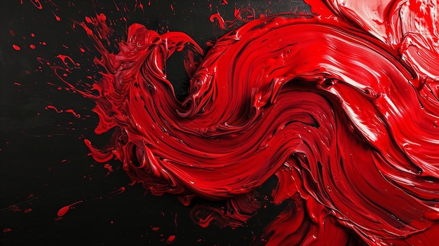 Primer plano de una pintura abstracta roja y negra