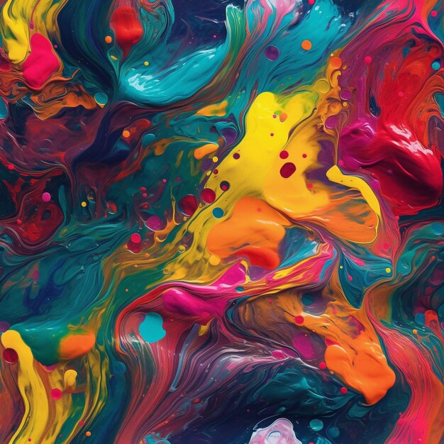 un primer plano de una pintura colorida con mucha pintura en ella ai generativa