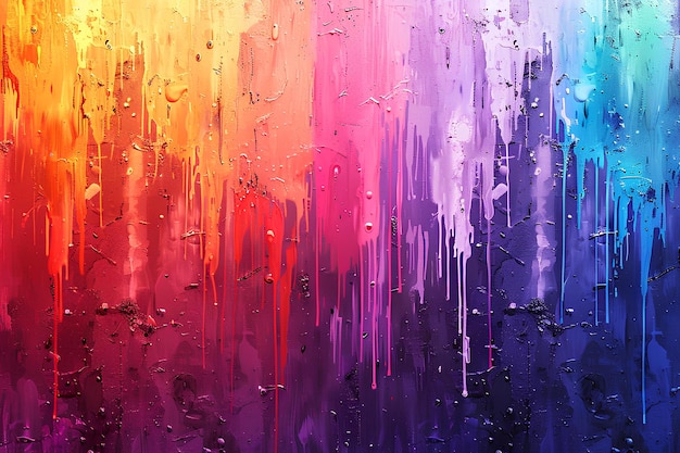 Un primer plano de una pintura colorida en una pared