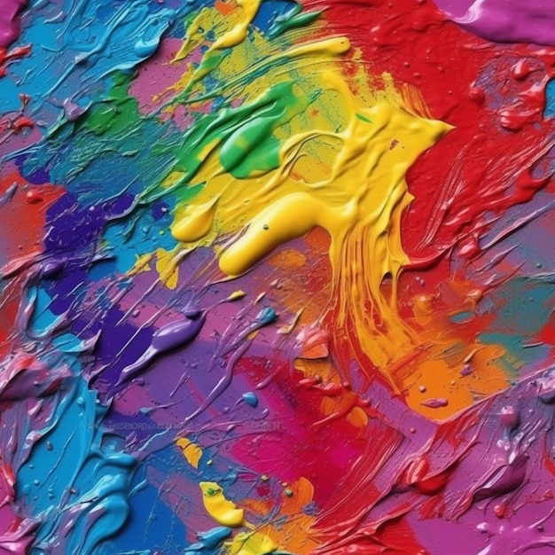 un primer plano de una pintura colorida con pintura manchada ai generativa