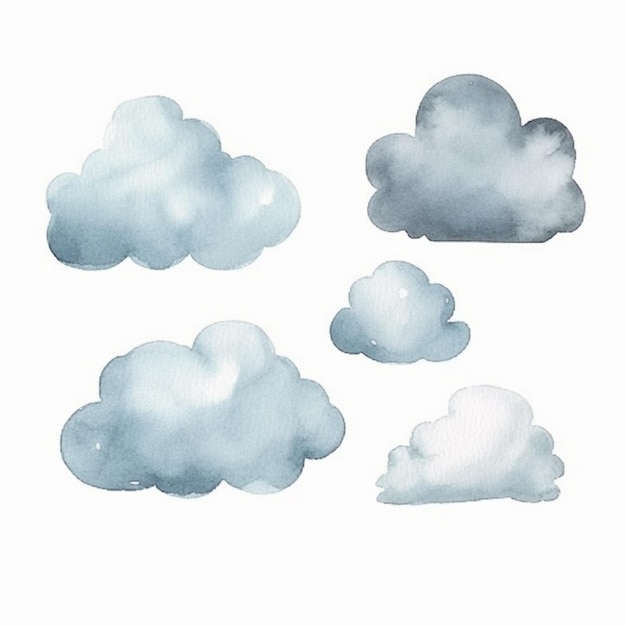 Un primer plano de una pintura de nubes en un fondo blanco