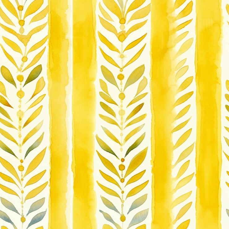 un primer plano de una pintura de una pared de rayas amarillas y blancas generativa ai