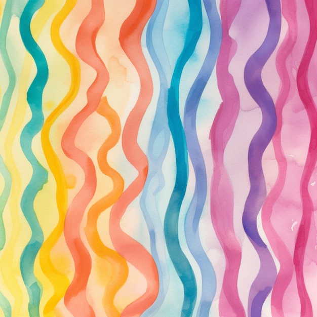 Foto un primer plano de una pintura de un patrón de onda de color arco iris generativo ai