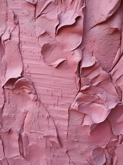 Un primer plano de una pintura rosa que se desprende de una pared generativa ai