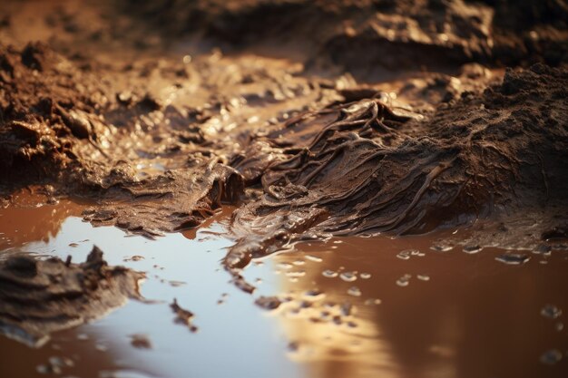 Foto primer plano de una piscina fangosa