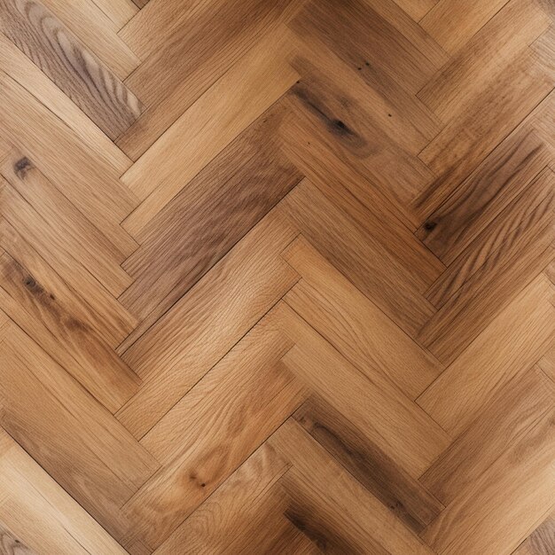 un primer plano de un piso de madera con un patrón de arenque generativo ai