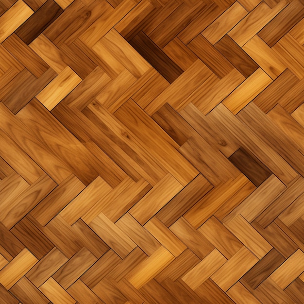 un primer plano de un piso de madera con un patrón de cuadrados ai generativo