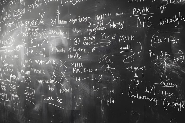 Primer plano de la pizarra con fórmulas matemáticas Concepto de educación