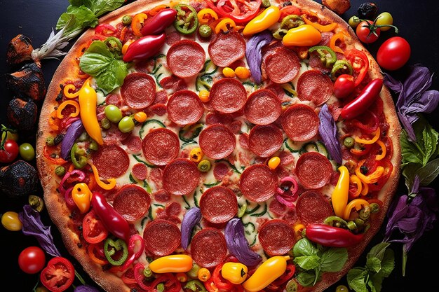 Primer plano de una pizza de pepperoni con un aspecto clásico