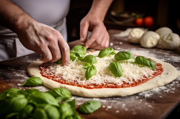 Un primer plano de una pizza que se hace con ingredientes únicos