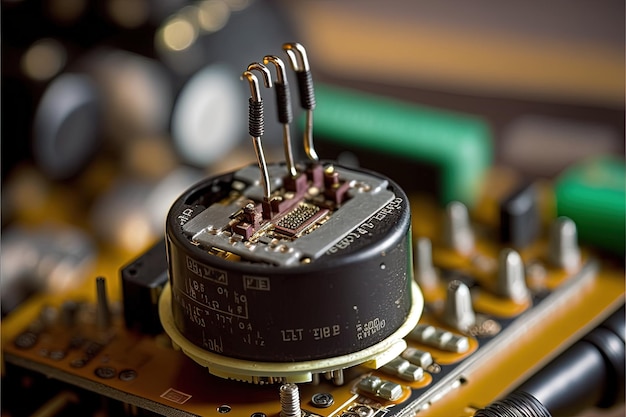 Un primer plano de una placa de circuito con la palabra circuito en ella