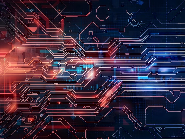 Primer plano de una placa de circuitos con luces de colores