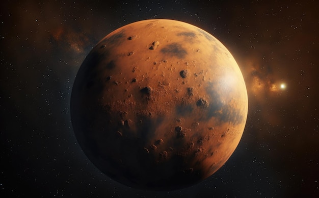 Un primer plano del planeta rojo marte del sistema solar en papel tapiz de ciencia de alta calidad generado por ai