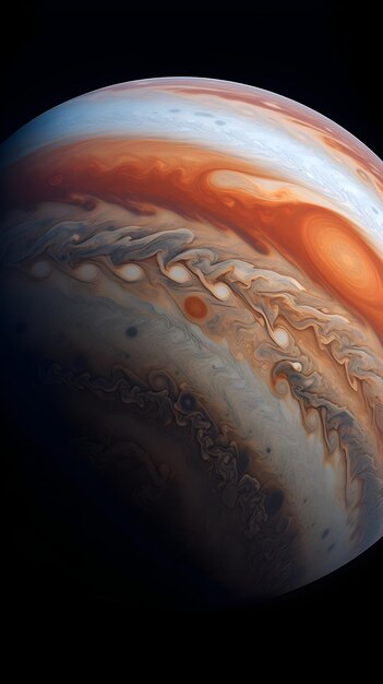 Foto un primer plano del planeta rojo y negro de júpiter.