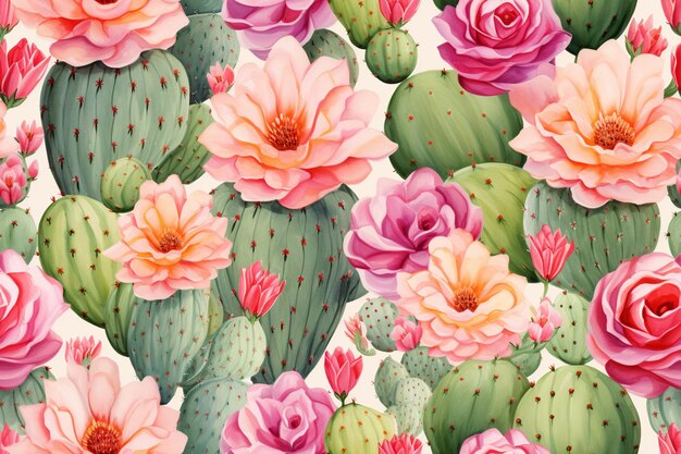 un primer plano de una planta de cactus con flores rosadas en un fondo blanco