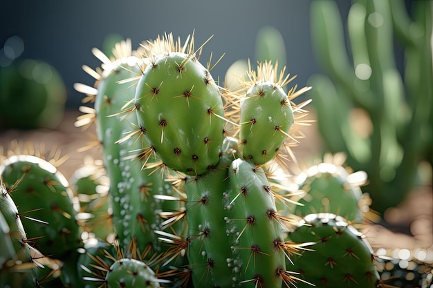 Primer plano de planta de cactus generado por IA