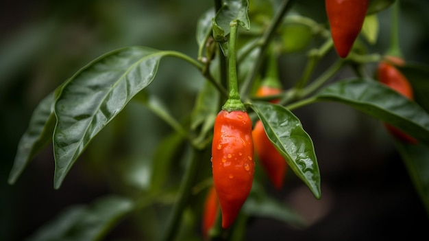 Un primer plano de una planta de chile con la palabra chile