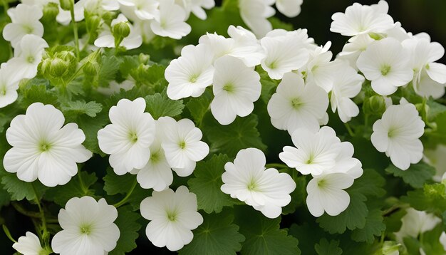 un primer plano de una planta con flores blancas