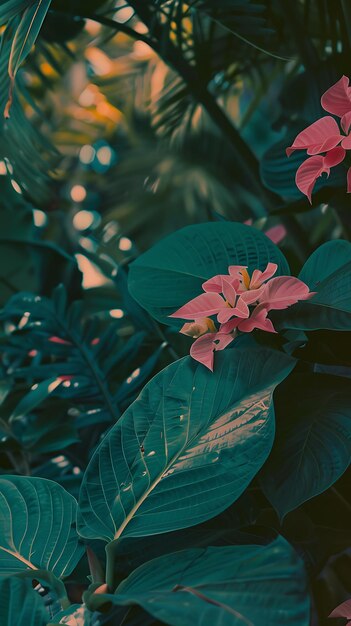 un primer plano de una planta con flores rosadas