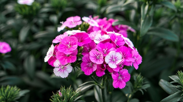 Primer plano de una planta con flores rosas