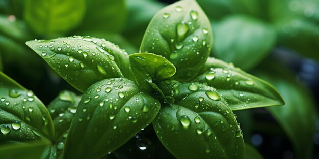 Un primer plano de una planta con gotas de agua en ella