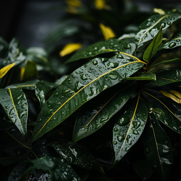 un primer plano de una planta con gotas de agua sobre ella