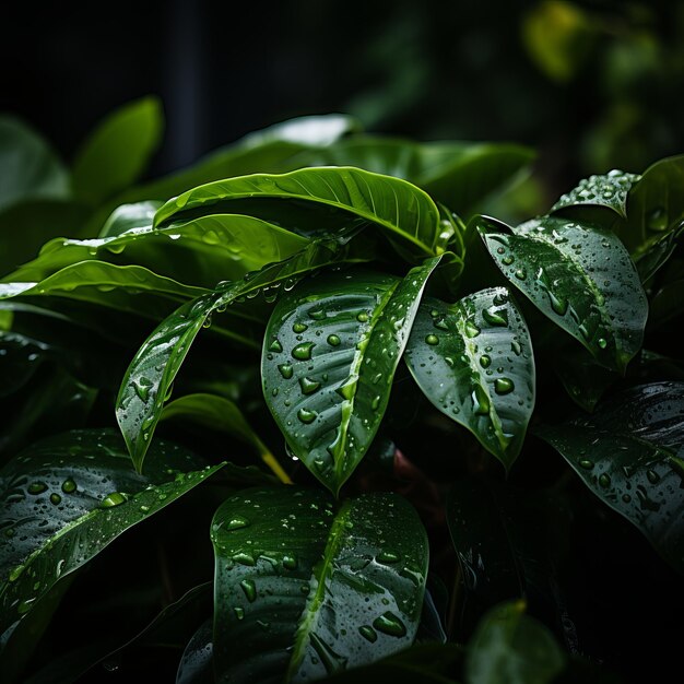 un primer plano de una planta con gotas de agua sobre ella