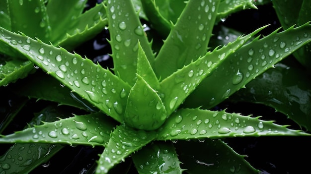 Un primer plano de una planta con hojas de aloe vera