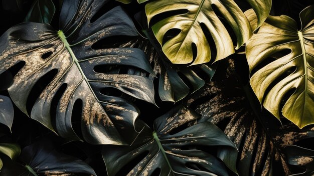 Un primer plano de una planta con hojas negras y verdes.