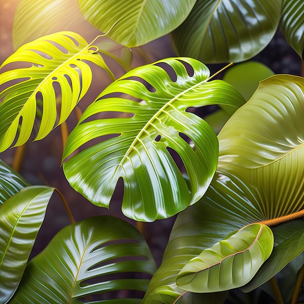 un primer plano de una planta con hojas verdes y amarillas.