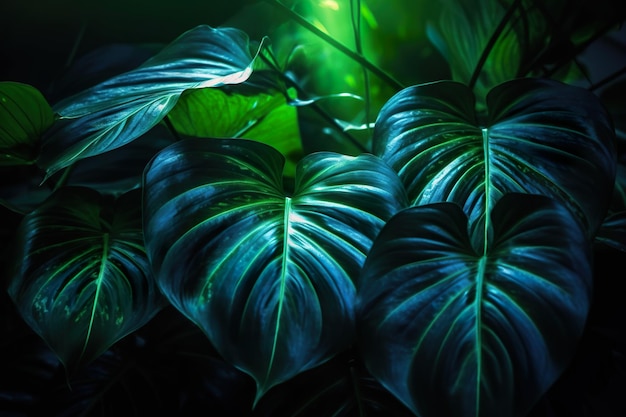 Un primer plano de una planta con hojas verdes Imagen generativa de IA