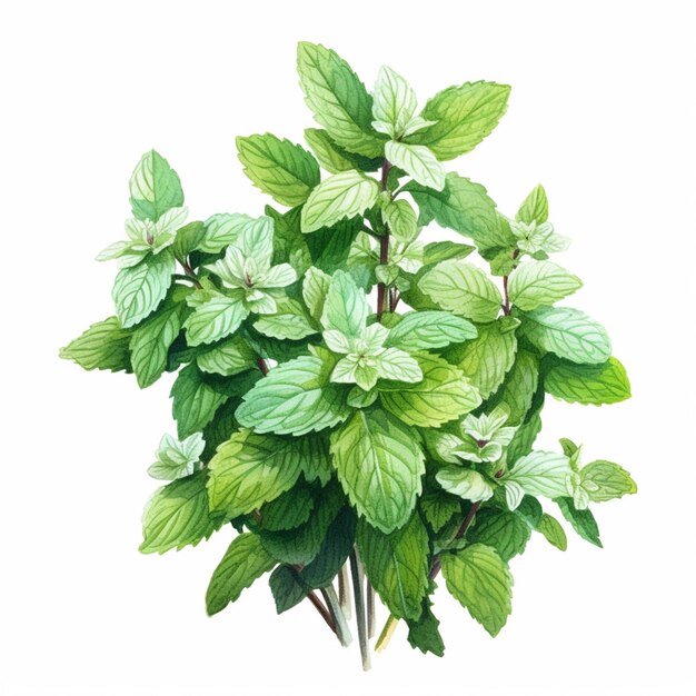 Un primer plano de una planta con hojas verdes sobre un fondo blanco ai generativo