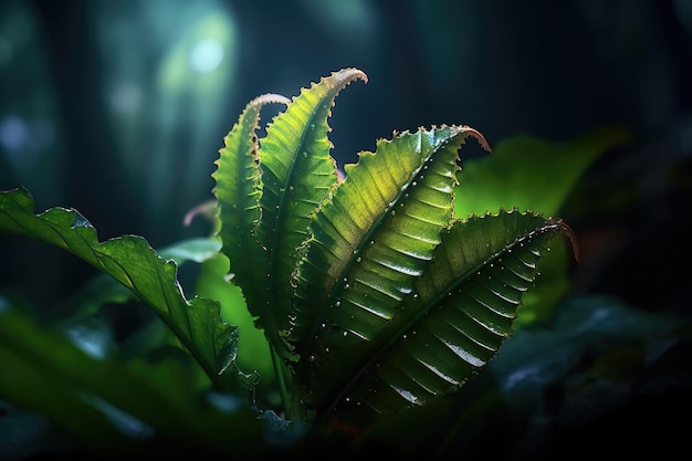 Un primer plano de una planta con hojas verdes