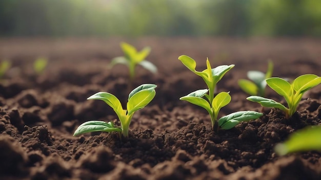 Foto un primer plano de una planta joven que crece en el suelo con un fondo natural